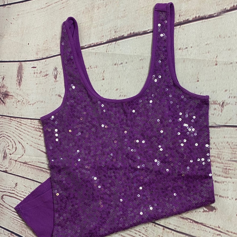 Sequin tank top purple - Express